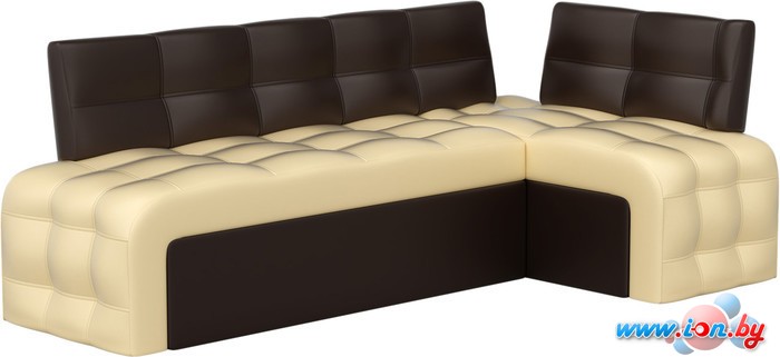 Угловой диван Mebelico Люксор (угловой, экокожа, бежевый/коричневый) в Гомеле