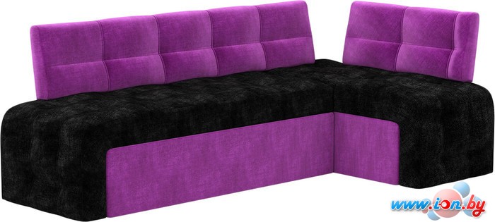 Угловой диван Mebelico Люксор (угловой, вельвет, черный/фиолетовый) в Гомеле