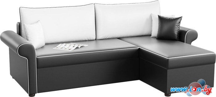 Угловой диван Mebelico Милфорд (экокожа, черный/белый) в Гомеле