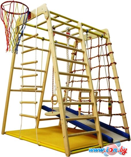 Детский спортивный комплекс Вертикаль Весёлый Малыш Wood с мягким бортиком в Могилёве