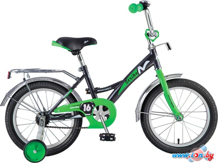 Детский велосипед Novatrack Strike 14 (черный/зеленый) в Бресте