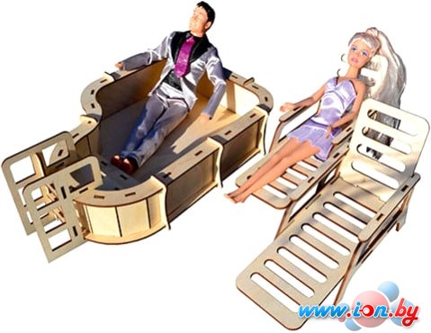 3Д-пазл Polly Набор мебели в большой кукольный домик - бассейн с шезлонгами в Могилёве