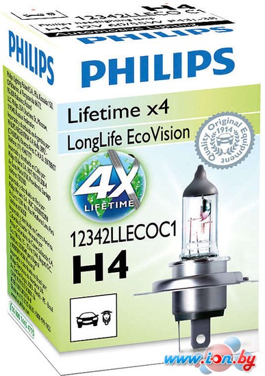 Галогенная лампа Philips H4 LongLife EcoVision 1шт [12342LLECOC1] в Могилёве