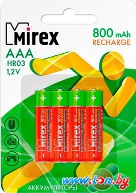 Аккумуляторы Mirex AAA 800mAh 4 шт HR03-08-E4 в Минске