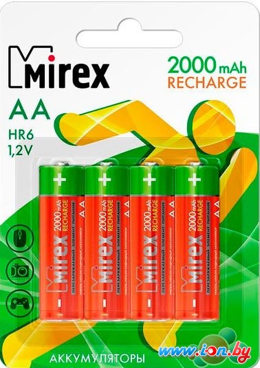 Аккумуляторы Mirex AA 2000mAh 4 шт HR6-20-E4 в Могилёве