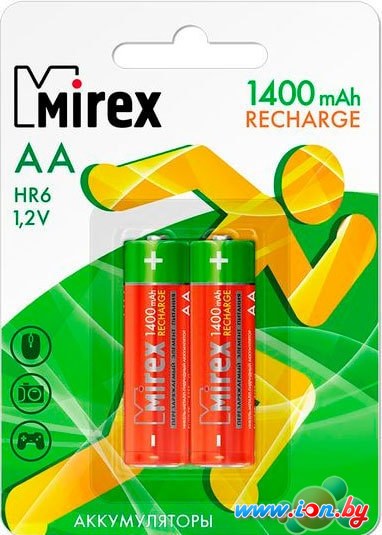 Аккумуляторы Mirex AA 1400mAh 2 шт HR6-14-E2 в Витебске