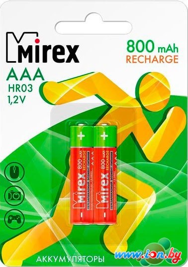 Аккумуляторы Mirex AAA 800mAh 2 шт HR03-08-E2 в Витебске