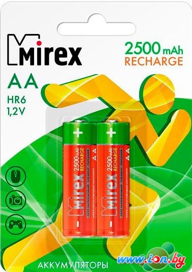 Аккумуляторы Mirex AA 2500mAh 2 шт HR6-25-E2 в Минске
