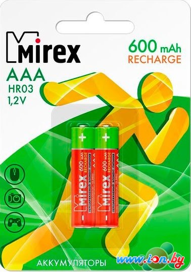 Аккумуляторы Mirex AAA 600mAh 2 шт HR03-06-E2 в Минске