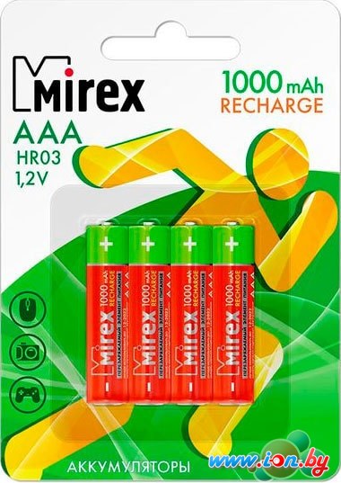 Аккумуляторы Mirex AAA 1000mAh 4 шт HR03-10-E4 в Минске