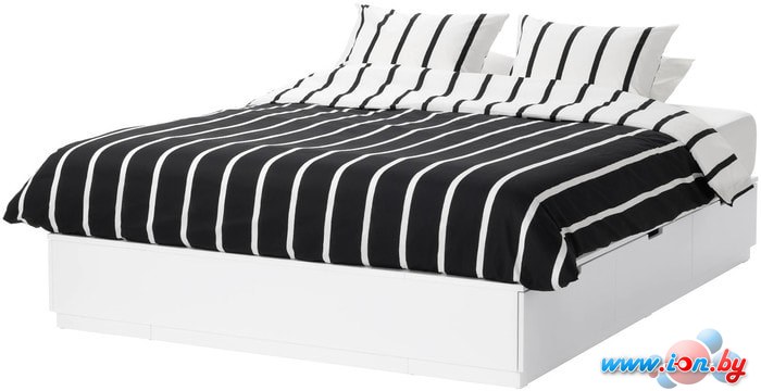 Кровать Ikea Нордли 200x180 (6 ящиков, белый) 803.613.90 в Бресте