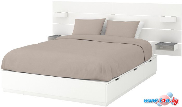 Кровать Ikea Нордли 200x160 (6 ящиков, белый, с изголовьем) 392.972.22 в Бресте