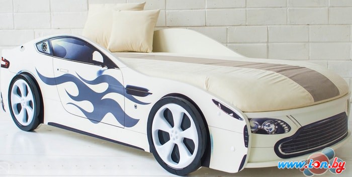 Кровать-машина Бельмарко Бондмобиль 160x70 (белый) в Бресте