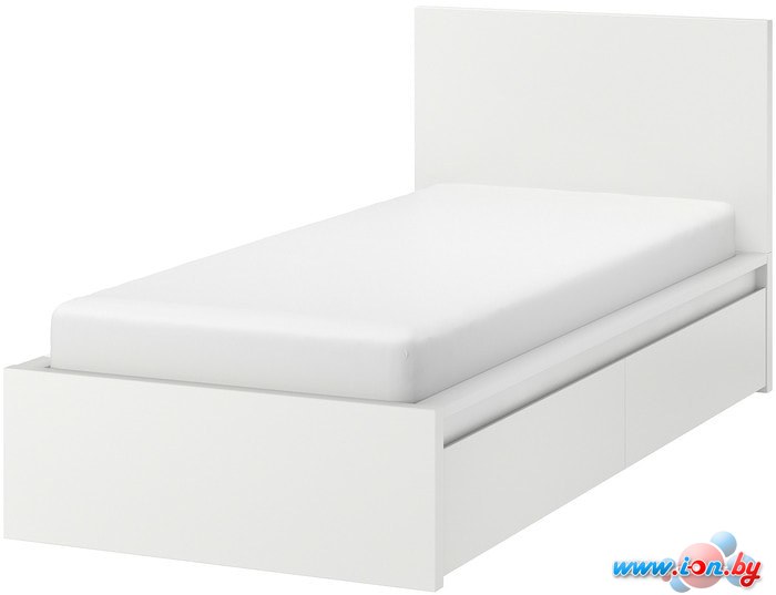 Кровать Ikea Мальм 200x90 (2 ящика, белый, без основания) 192.109.94 в Бресте
