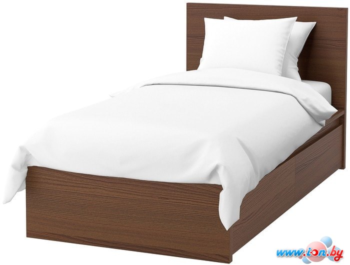 Кровать Ikea Мальм 200x90 (2 ящика, коричневый ясень, Лонсет) 192.278.76 в Бресте