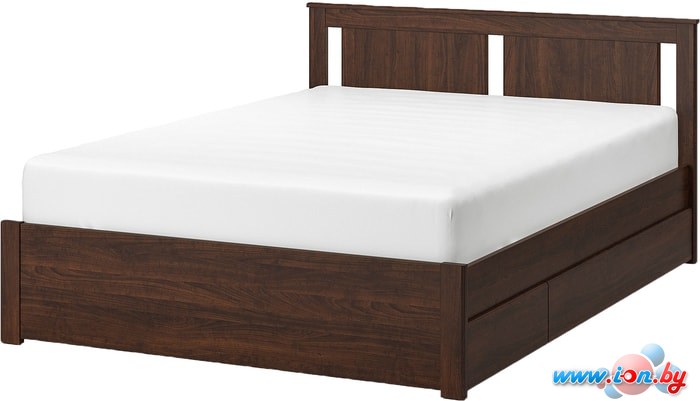 Кровать Ikea Сонгесанд 200x140 (два ящика, коричневый, Лурой) 792.411.05 в Бресте