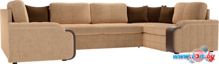 П-образный диван Mebelico Николь П 60348 (бежевый/коричневый) в Могилёве