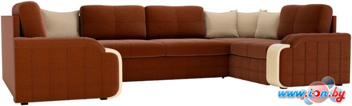 П-образный диван Mebelico Николь П 60364 (коричневый/бежевый) в Могилёве
