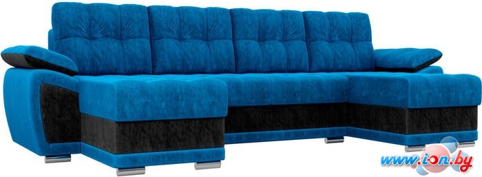 П-образный диван Mebelico Нэстор П 60751 (голубой/черный) в Бресте
