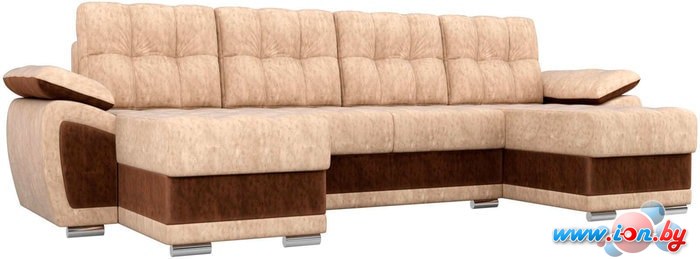П-образный диван Mebelico Нэстор П 60750 (бежевый/коричневый) в Могилёве