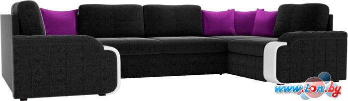 П-образный диван Mebelico Николь П 60350 (черный/фиолетовый) в Могилёве