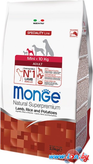 Корм для собак Monge Mini Adult Lamb, Rice and Potatoes 15 кг в Витебске