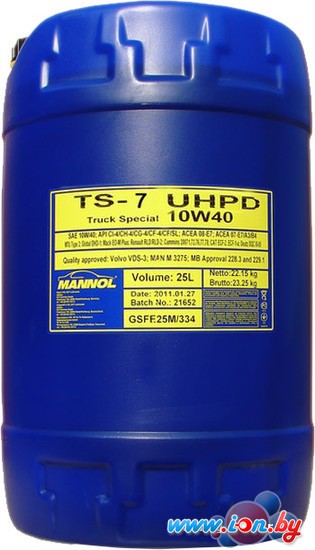 Моторное масло Mannol TS-7 UHPD Blue 10W-40 20л в Могилёве