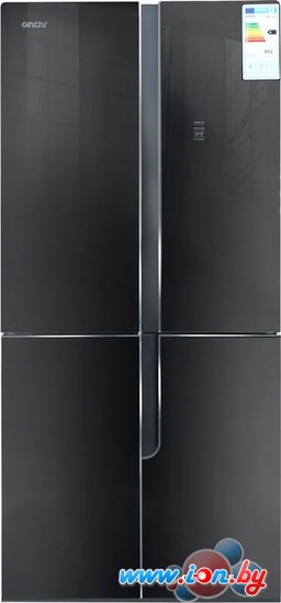 Четырёхдверный холодильник Ginzzu NFK-500 Black glass в Минске