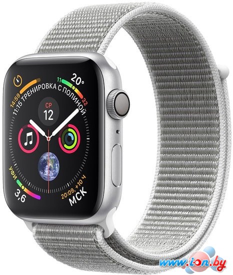 Умные часы Apple Watch Series 4 44 мм (алюминий серебристый/нейлон белая ракушка) в Бресте
