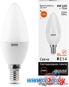 Светодиодная лампа Gauss Elementary E14 8Вт 2700K [33118] в Минске