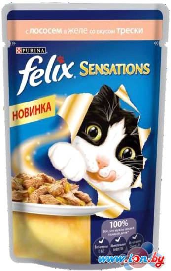 Корм для кошек Felix Sensations с лососем в желе со вкусом трески 0.085 кг в Гомеле