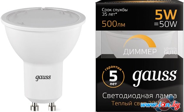 Светодиодная лампа Gauss LED MR16 GU10 5 Вт 2700 К 101506105-D в Минске