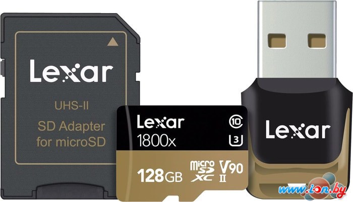 Карта памяти Lexar LSDMI128CB1800A microSDXC 128GB + адаптер, кардридер в Могилёве