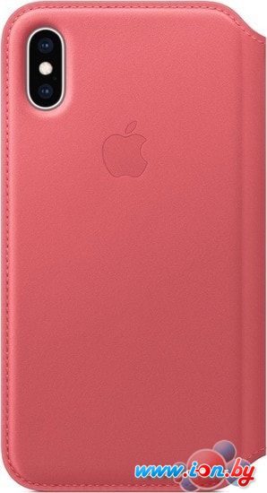 Чехол Apple Leather Folio для iPhone XS Peony Pink в Могилёве