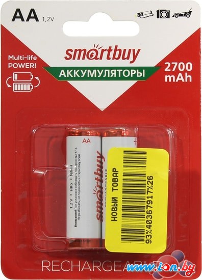 Аккумуляторы SmartBuy AA 2700mAh 2 шт. SBBR-2A02BL2700 в Минске