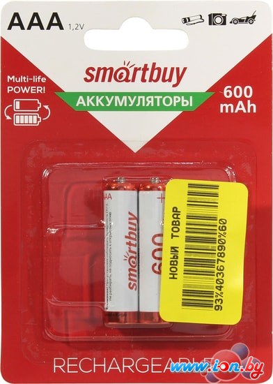 Аккумуляторы SmartBuy AAA 600mAh 2 шт. SBBR-3A02BL600 в Гомеле