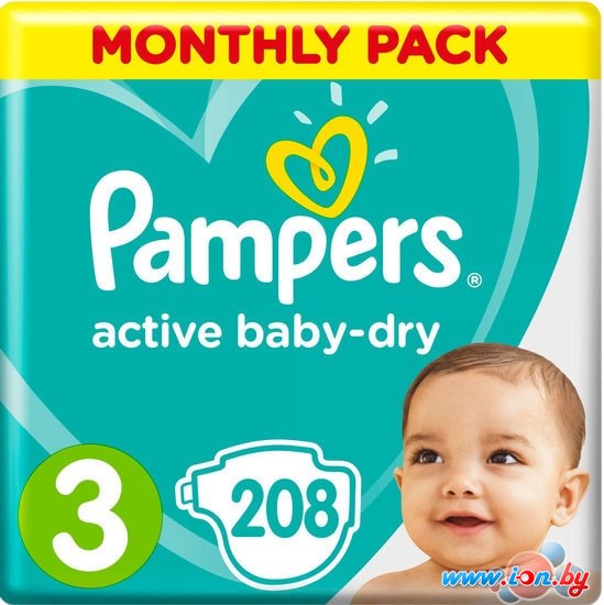 Подгузники Pampers Active Baby-Dry 3 Midi (208 шт) в Бресте