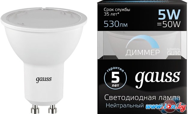 Светодиодная лампа Gauss LED MR16 GU10 5 Вт 4100 К 101506205-D в Могилёве