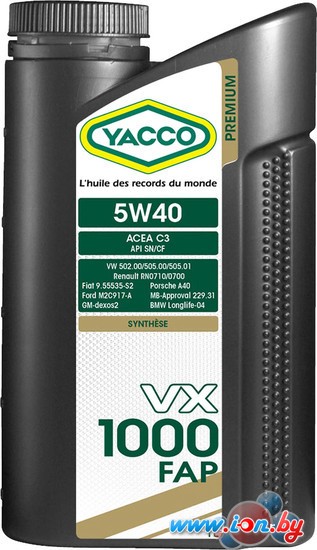 Моторное масло Yacco VX 1000 FAP 5W-40 1л в Витебске
