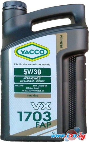 Моторное масло Yacco VX 1703 FAP 5W-30 5л в Витебске