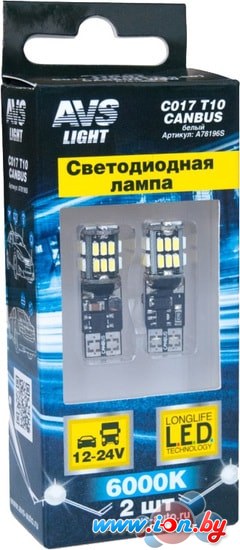 Светодиодная лампа AVS T10 C017 2шт в Могилёве