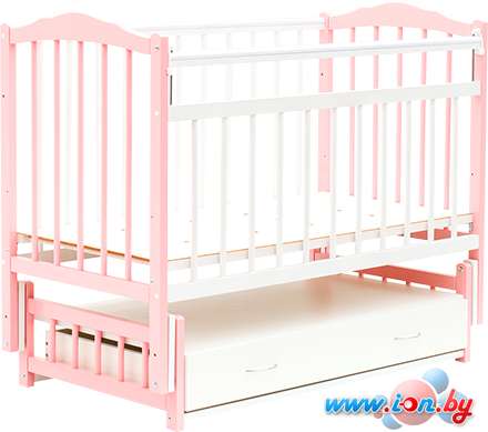 Классическая детская кроватка Bambini М.01.10.10 (белый/розовый) в Гомеле