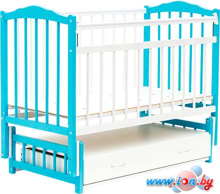 Классическая детская кроватка Bambini М.01.10.10 (белый/голубой) в Гомеле