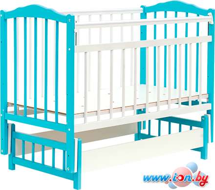 Классическая детская кроватка Bambini М.01.10.11 (белый/голубой) в Могилёве