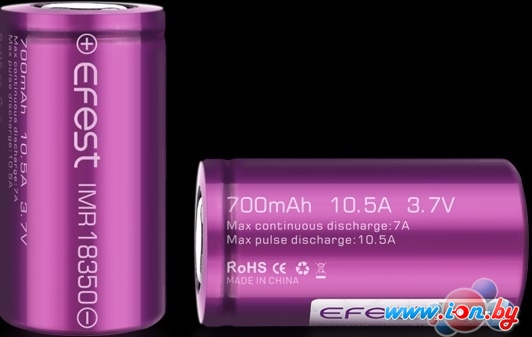Аккумуляторы Efest 18350 IMR 700mAh 10.5A в Гомеле