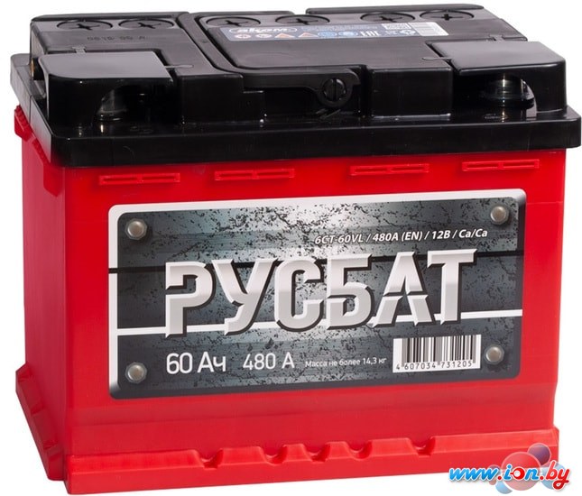Автомобильный аккумулятор AKOM Русбат 6СТ-60 (60 А·ч) в Могилёве
