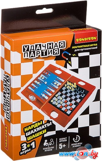 Шахматы/шашки/нарды Bondibon Удачная партия 3в1 ВВ3482 в Гомеле