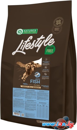 Сухой корм для собак Natures Protection Lifestyle Grain Free Adult White Fish 10 кг в Бресте