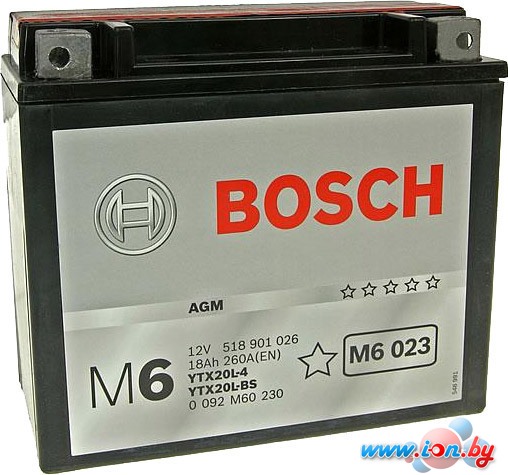 Мотоциклетный аккумулятор Bosch M6 YTX20L-4/YTX20L-BS 518 901 026 (18 А·ч) в Бресте