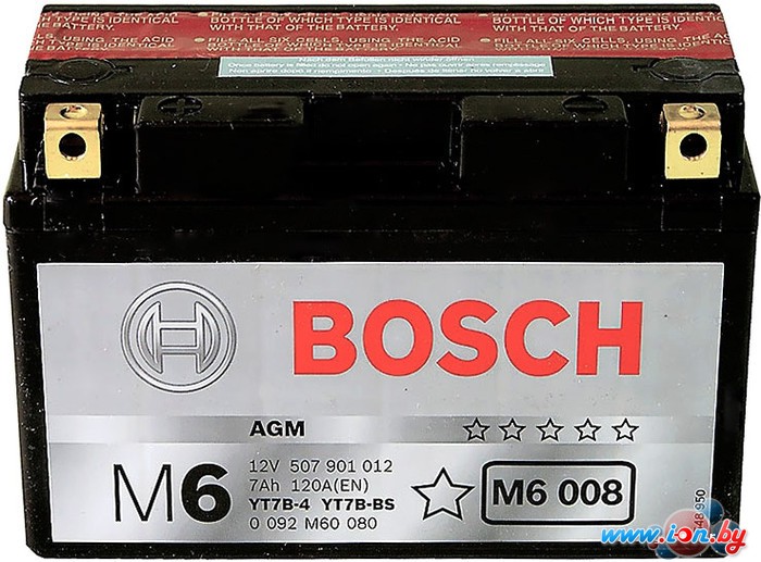 Мотоциклетный аккумулятор Bosch M6 YT7B-4/YT7B-BS 507 901 012 (7 А·ч) в Витебске